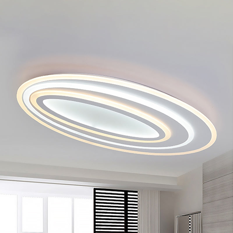 Oval Acrylic LED Flushmount Light - 19.5"/23.5"/31.5" Wide Bedroom Ceiling Lamp in Warm/White Light