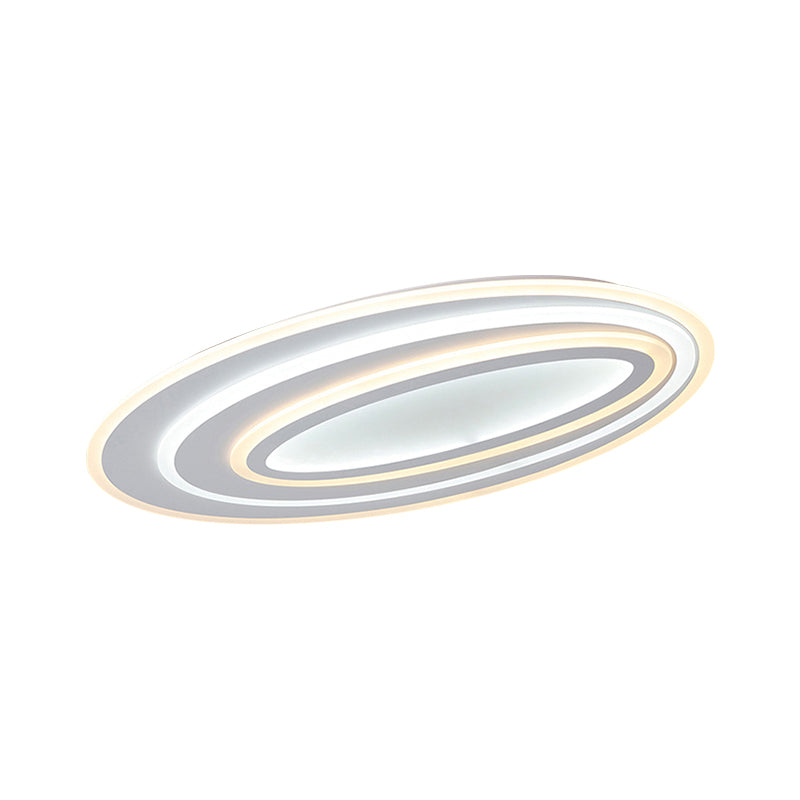 Oval Acrylic LED Flushmount Light - 19.5"/23.5"/31.5" Wide Bedroom Ceiling Lamp in Warm/White Light