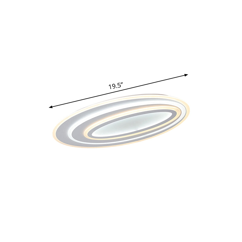 Oval Acrylic LED Flushmount Light - 19.5"/23.5"/31.5" Wide Bedroom Ceiling Lamp in Warm/White Light