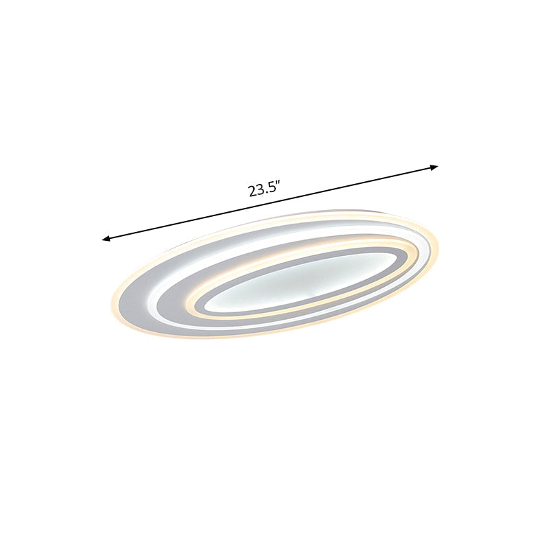 Oval Acrylic Led Flushmount Light - 19.5/23.5/31.5 Wide Bedroom Ceiling Lamp In Warm/White
