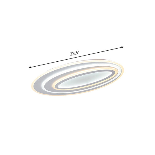 Oval Acrylic Led Flushmount Light - 19.5/23.5/31.5 Wide Bedroom Ceiling Lamp In Warm/White