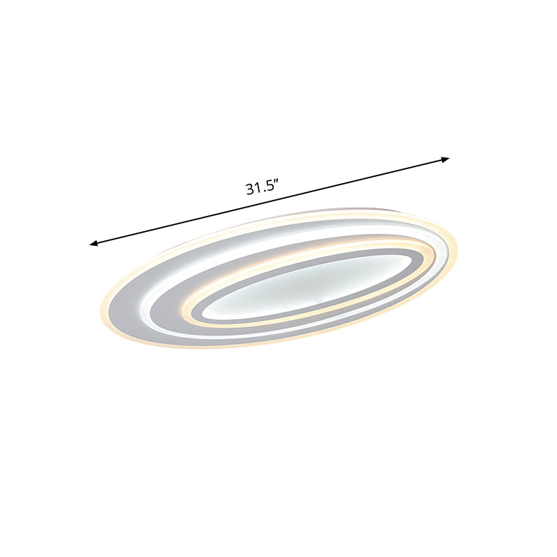 Oval Acrylic LED Flushmount Light - 19.5"/23.5"/31.5" Wide Bedroom Ceiling Lamp in Warm/White Light