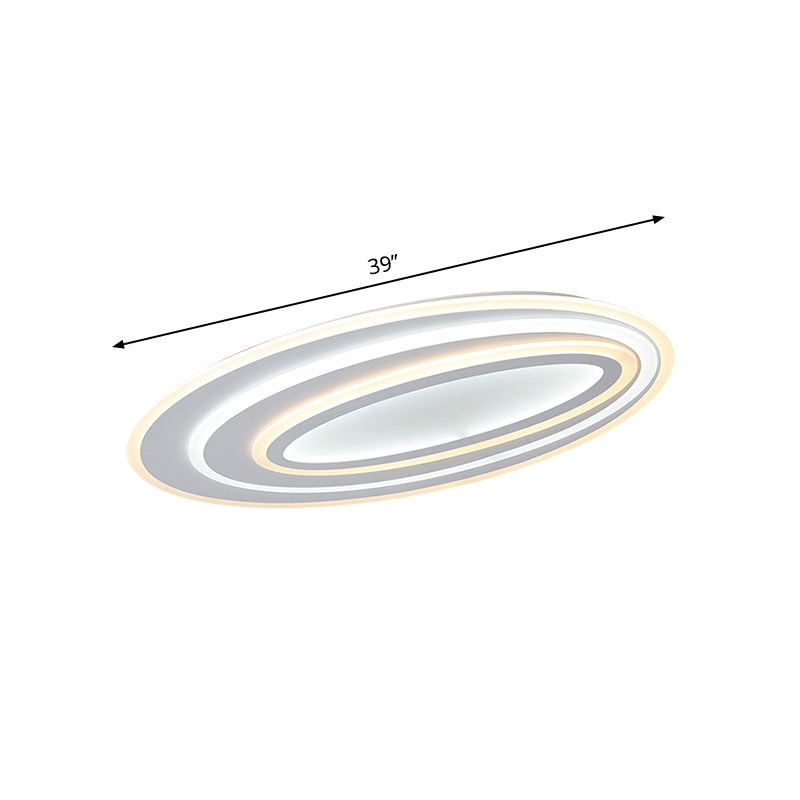 Oval Acrylic LED Flushmount Light - 19.5"/23.5"/31.5" Wide Bedroom Ceiling Lamp in Warm/White Light
