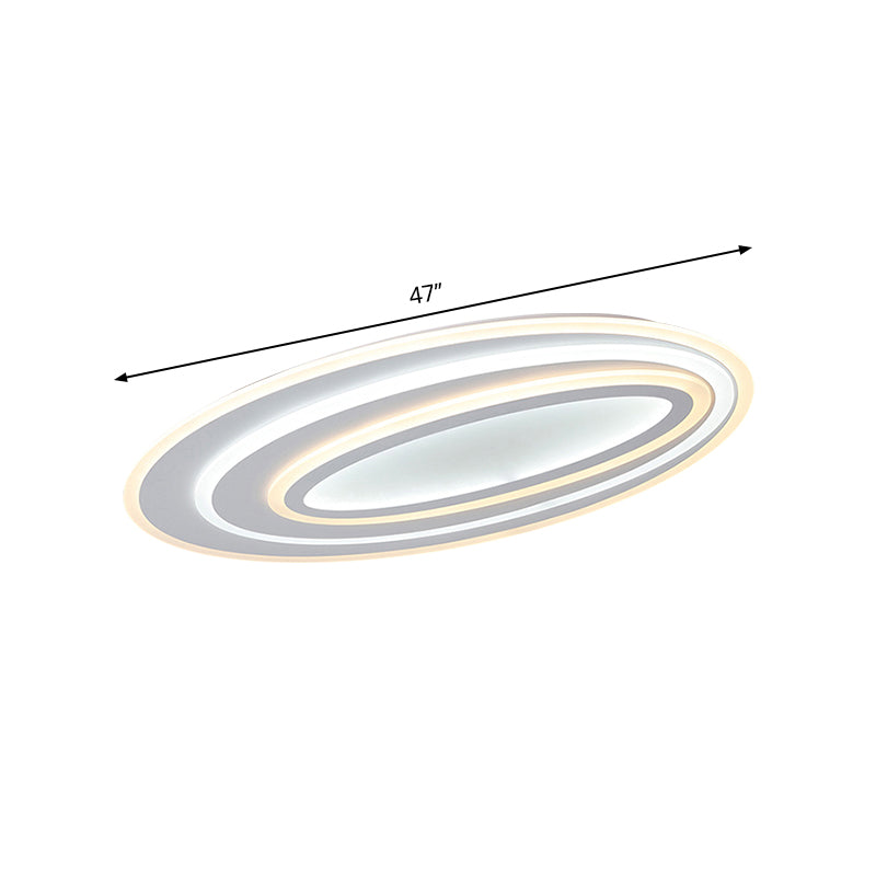Oval Acrylic LED Flushmount Light - 19.5"/23.5"/31.5" Wide Bedroom Ceiling Lamp in Warm/White Light