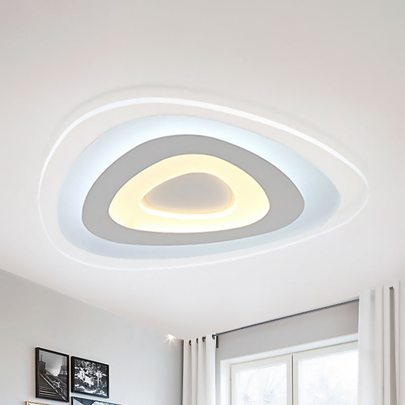 Contemporary LED Flush Mount Light - Wide Acrylic Shade Triangle Ceiling Lamp (16"/20"/24.5") in Warm/White Light