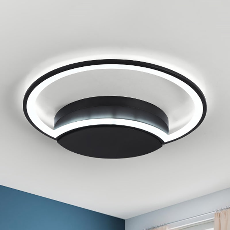 Plafonnier LED pour chambre à coucher - Abat-jour en acrylique à cercle large de 16"/19,5"/23,5" en blanc/noir - Lumière chaude/blanche