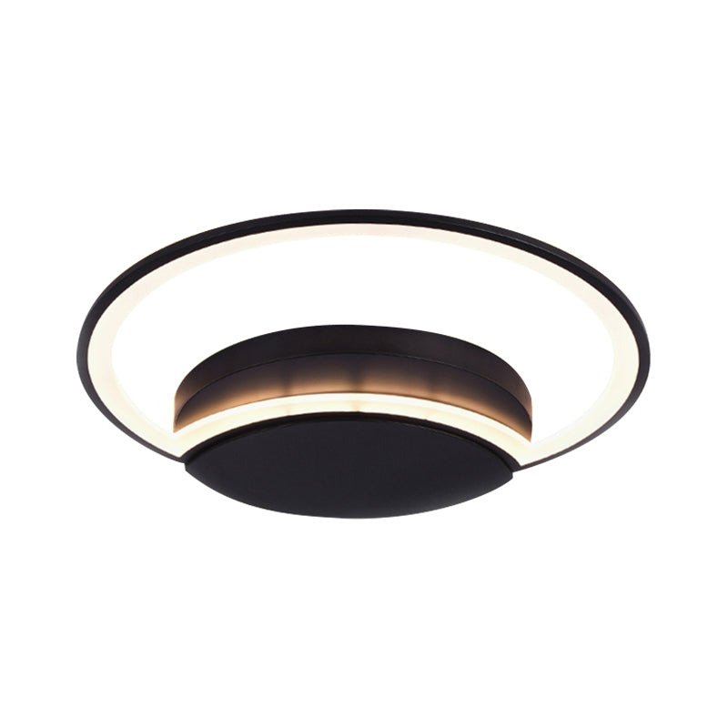 Plafonnier LED pour chambre à coucher - Abat-jour en acrylique à cercle large de 16"/19,5"/23,5" en blanc/noir - Lumière chaude/blanche