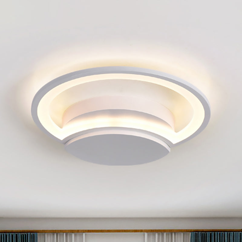 Plafonnier LED pour chambre à coucher - Abat-jour en acrylique à cercle large de 16"/19,5"/23,5" en blanc/noir - Lumière chaude/blanche