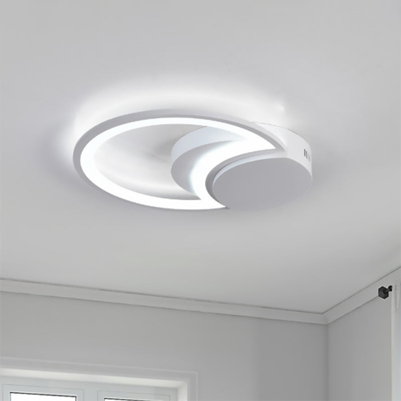 Plafonnier LED pour chambre à coucher - Abat-jour en acrylique à cercle large de 16"/19,5"/23,5" en blanc/noir - Lumière chaude/blanche