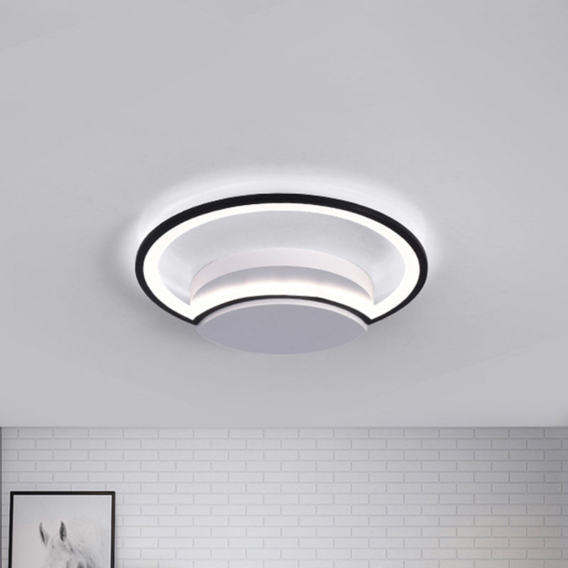 Plafonnier LED pour chambre à coucher - Abat-jour en acrylique à cercle large de 16"/19,5"/23,5" en blanc/noir - Lumière chaude/blanche