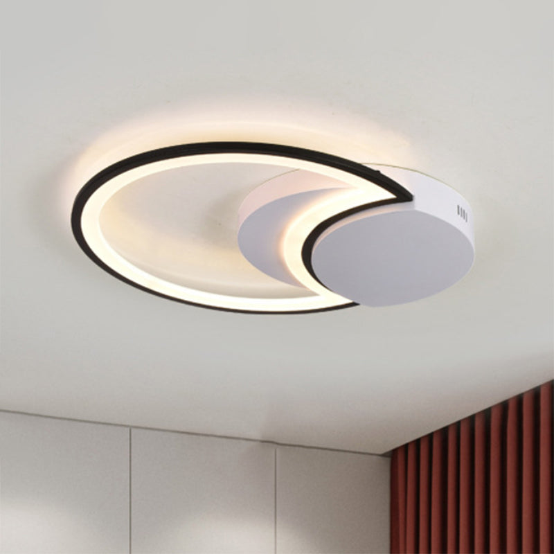 Plafonnier LED pour chambre à coucher - Abat-jour en acrylique à cercle large de 16"/19,5"/23,5" en blanc/noir - Lumière chaude/blanche