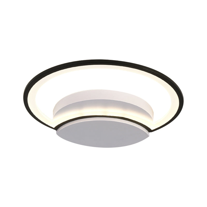 Plafonnier LED pour chambre à coucher - Abat-jour en acrylique à cercle large de 16"/19,5"/23,5" en blanc/noir - Lumière chaude/blanche