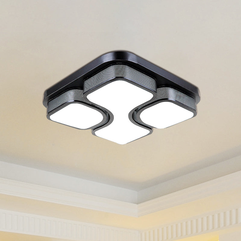 Contemporary Squared Metallic Ceiling Mounted LED Light - 17"/21" Black/White Flushmount - Warm/White Lighting