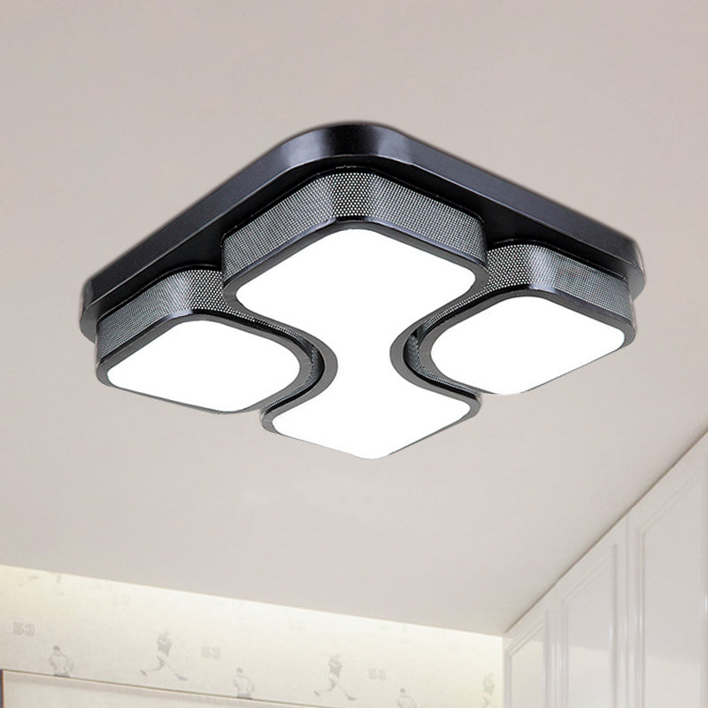 Contemporary Squared Metallic Ceiling Mounted LED Light - 17"/21" Black/White Flushmount - Warm/White Lighting