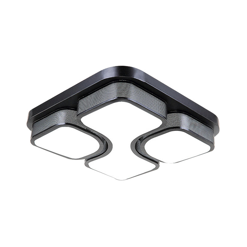 Contemporary Squared Metallic Ceiling Mounted LED Light - 17"/21" Black/White Flushmount - Warm/White Lighting