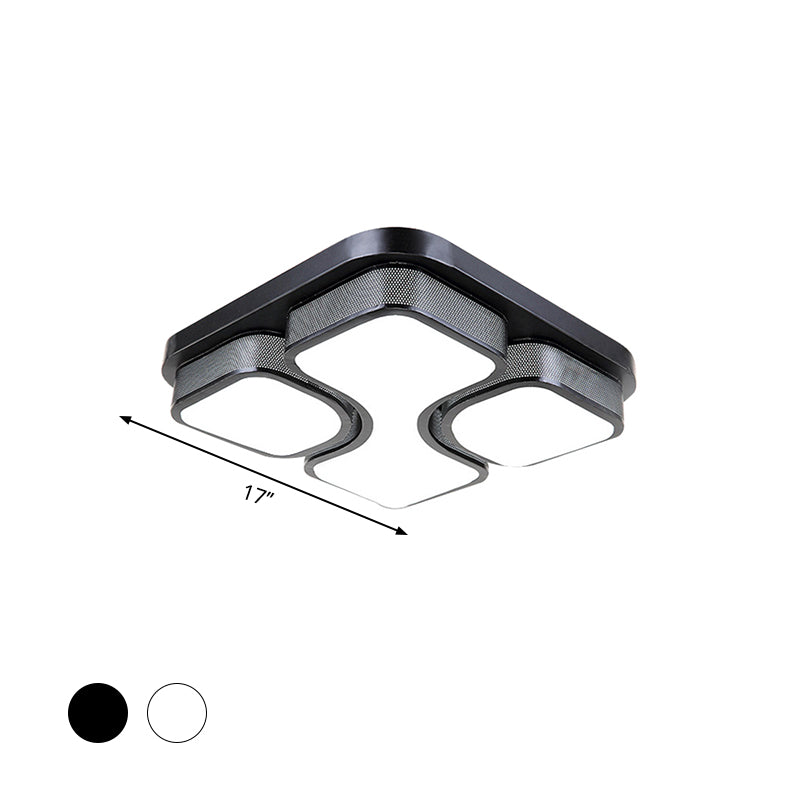 Contemporary Squared Metallic Ceiling Mounted LED Light - 17"/21" Black/White Flushmount - Warm/White Lighting