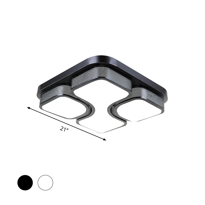 Contemporary Squared Metallic Ceiling Mounted LED Light - 17"/21" Black/White Flushmount - Warm/White Lighting