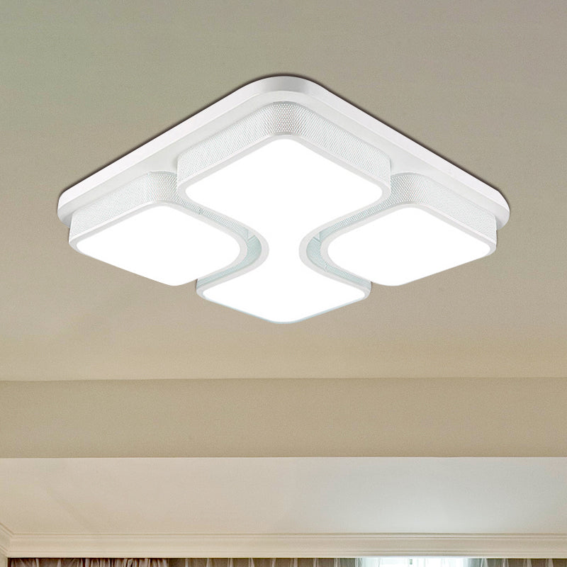 Contemporary Squared Metallic Ceiling Mounted Led Light - 17/21 Black/White Flushmount Warm/White