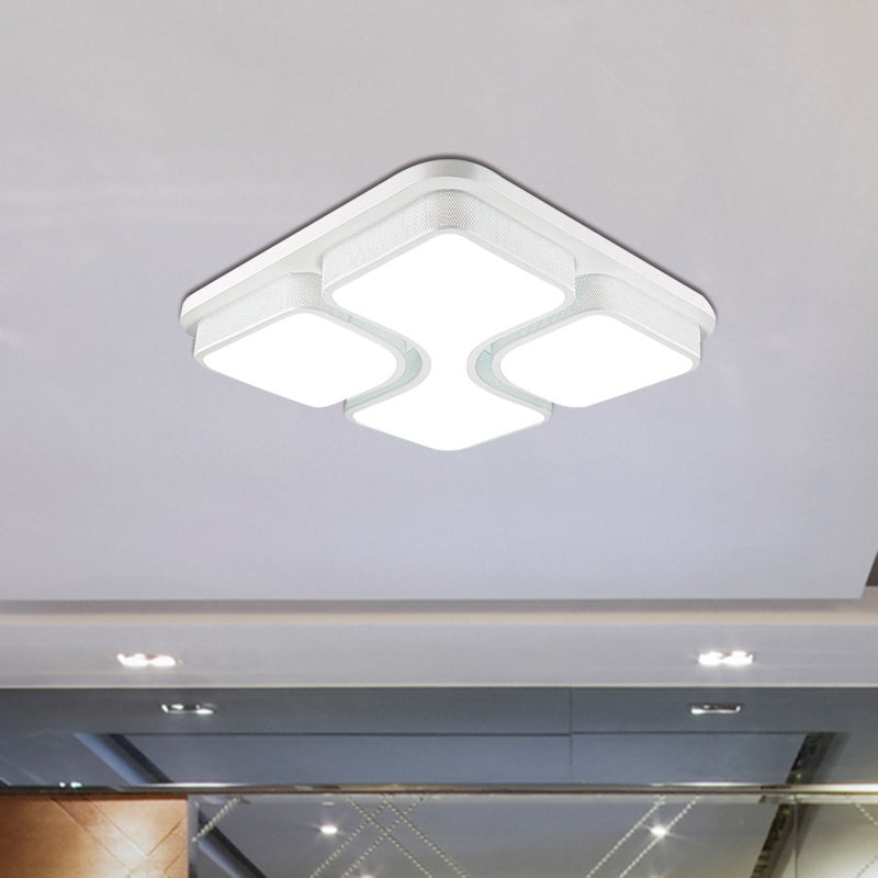 Contemporary Squared Metallic Ceiling Mounted LED Light - 17"/21" Black/White Flushmount - Warm/White Lighting