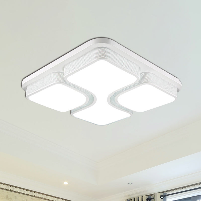 Contemporary Squared Metallic Ceiling Mounted LED Light - 17"/21" Black/White Flushmount - Warm/White Lighting