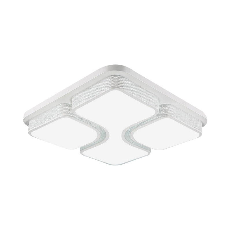 Contemporary Squared Metallic Ceiling Mounted LED Light - 17"/21" Black/White Flushmount - Warm/White Lighting