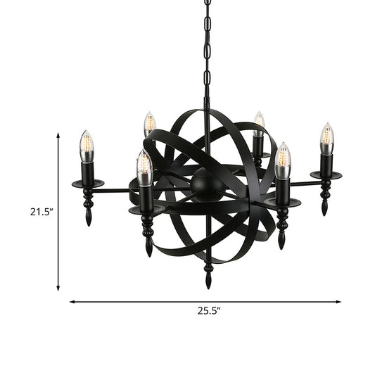 Vintage Style Metal Pendant Chandelier With Candle Design - Orbit Cage 6/8 Lights Indoor Lighting