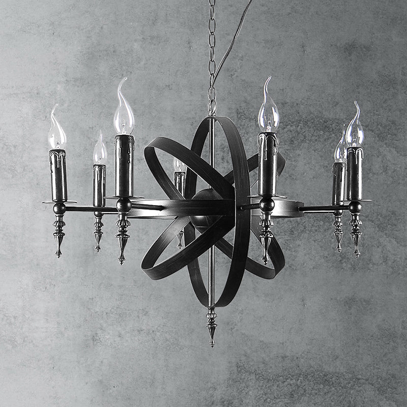 Vintage Style Metal Pendant Chandelier With Candle Design - Orbit Cage 6/8 Lights Indoor Lighting
