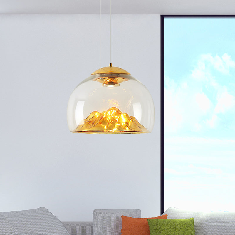 Modern Glass Led Pendant Light With Gold/Silver Frame For Dining Room