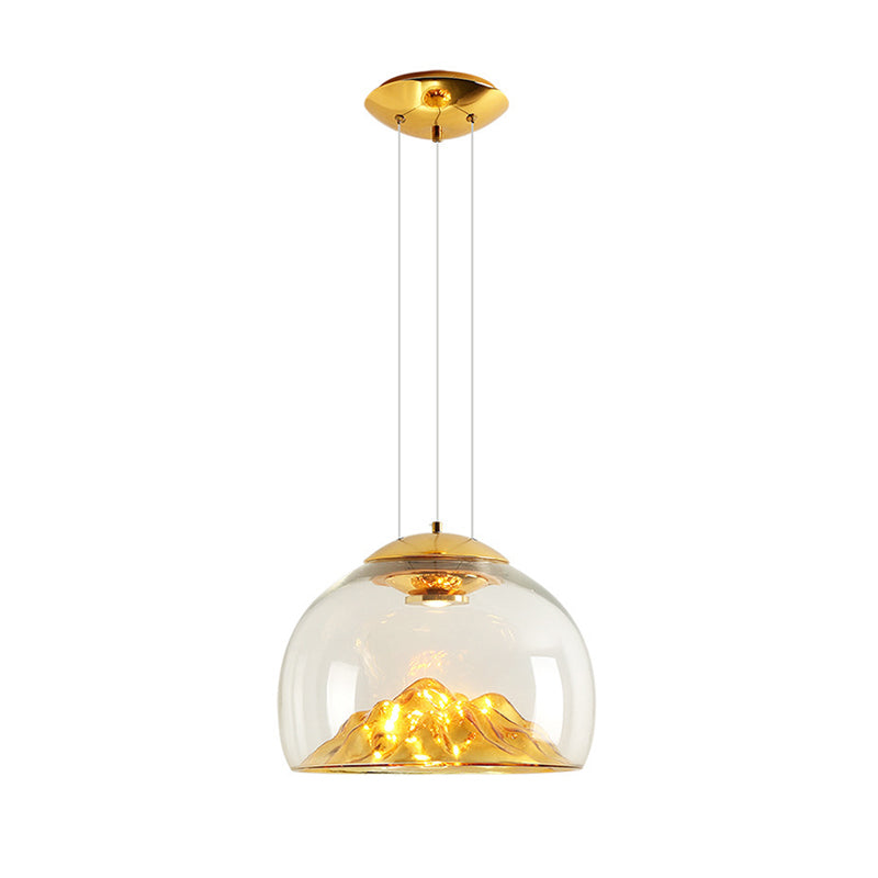 Cylinder/Semicircle Pendant Light - Modern Clear Glass LED Hanging Lamp for Dining Room