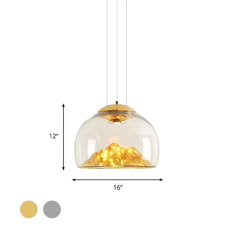 Modern Glass Led Pendant Light With Gold/Silver Frame For Dining Room