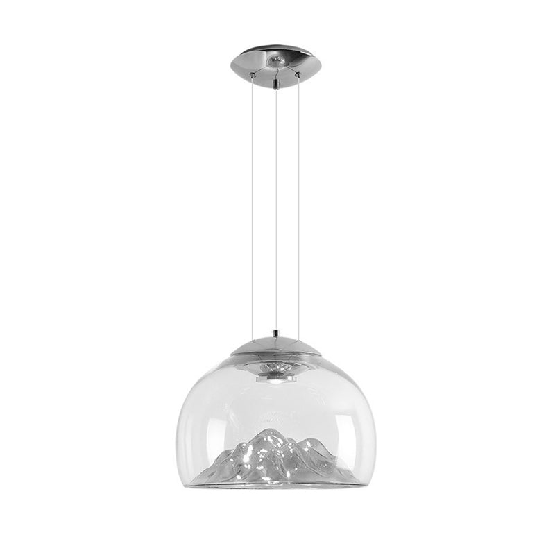 Modern Glass Led Pendant Light With Gold/Silver Frame For Dining Room