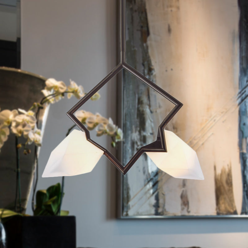 Modern 1/2-Light Bedroom Pendant With Black/Gold Nordic Style & Durable Pear Plastic Shade 2 / Black