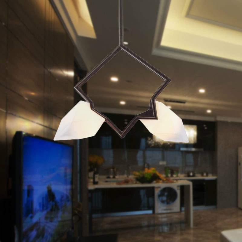 Nordic Style 1/2-Light Bedroom Pendant with Pear Plastic Shade - Black/Gold Hanging Fixture