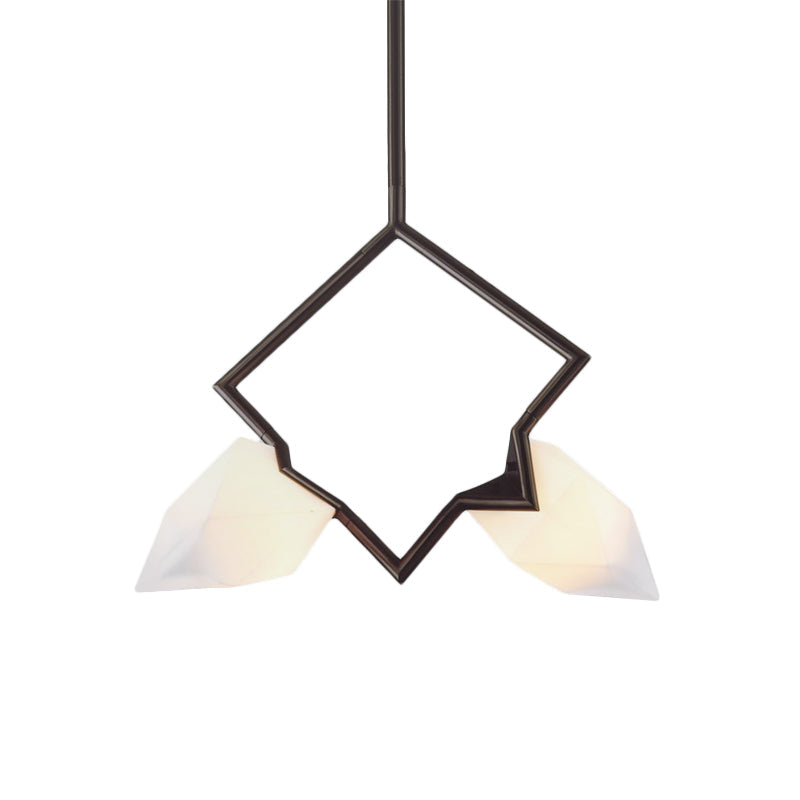 Nordic Style 1/2-Light Bedroom Pendant with Pear Plastic Shade - Black/Gold Hanging Fixture