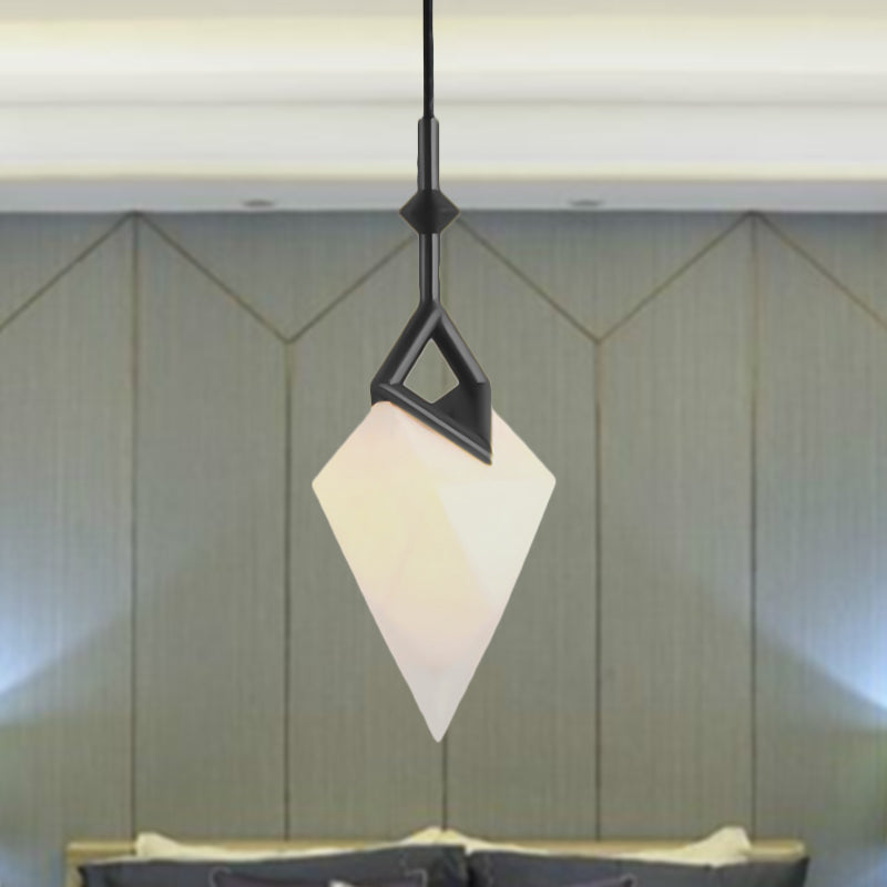 Nordic Style 1/2-Light Bedroom Pendant with Pear Plastic Shade - Black/Gold Hanging Fixture