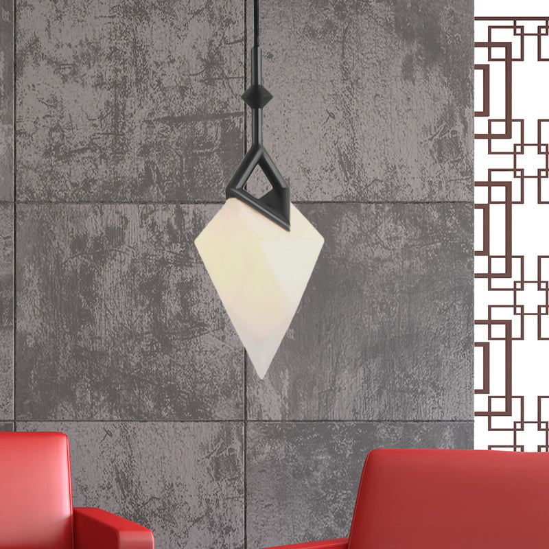 Nordic Style 1/2-Light Bedroom Pendant with Pear Plastic Shade - Black/Gold Hanging Fixture