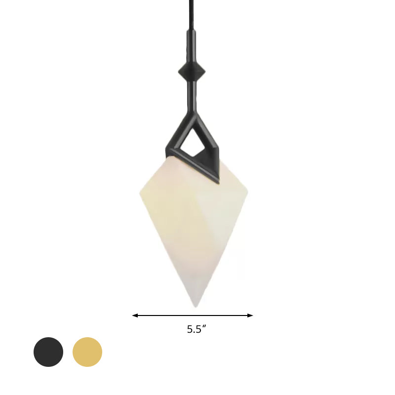Nordic Style 1/2-Light Bedroom Pendant with Pear Plastic Shade - Black/Gold Hanging Fixture