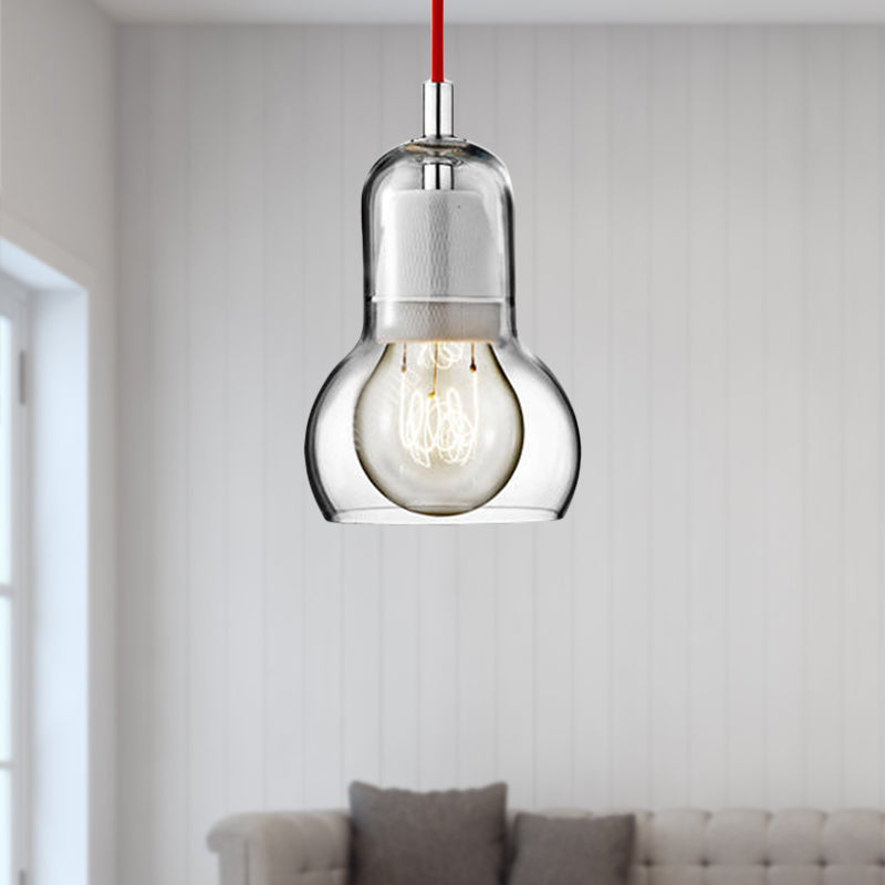 Modern Glass Gourd Pendant Light for Dining Room, 1-Light, 4"/7" Width, Clear/Amber/Grey