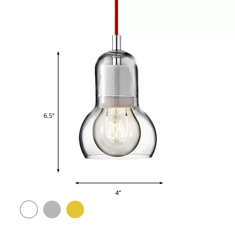 Modern Glass Gourd Pendant Light for Dining Room, 1-Light, 4"/7" Width, Clear/Amber/Grey