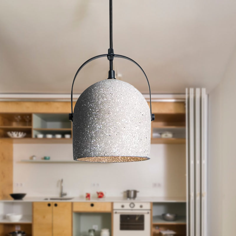 Nordic Cement Dome Pendant Light - 1 Light, Black/Gray/White