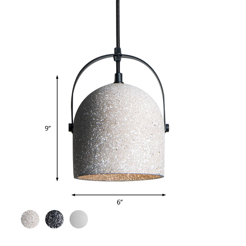 Nordic Cement Dome Pendant Light - 1 Light, Black/Gray/White