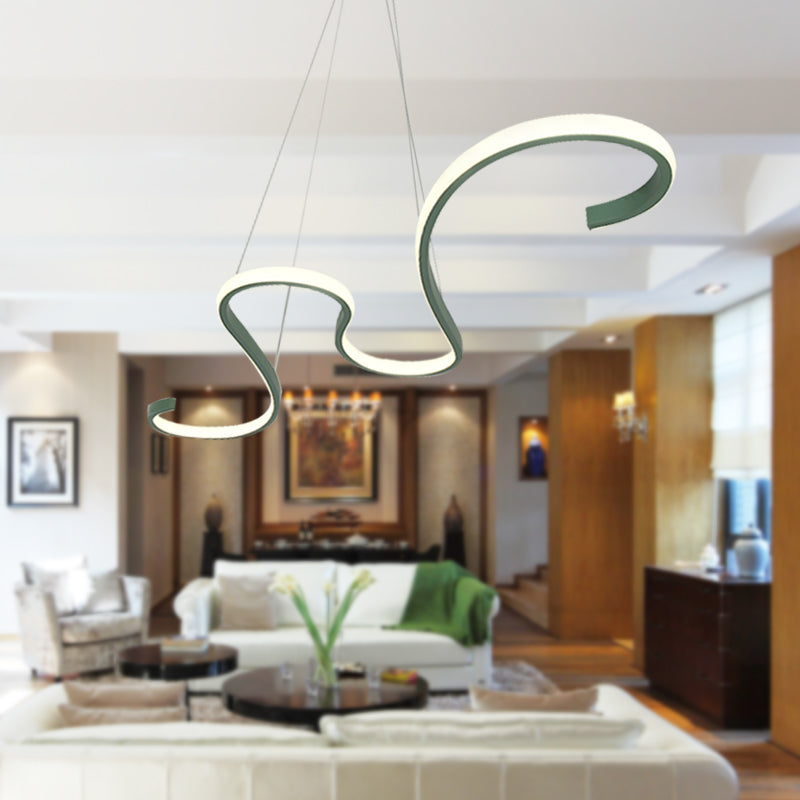 Modern Nordic LED Acrylic Twist Pendant Light in Pink/Black/White - Warm/White/Natural Lighting