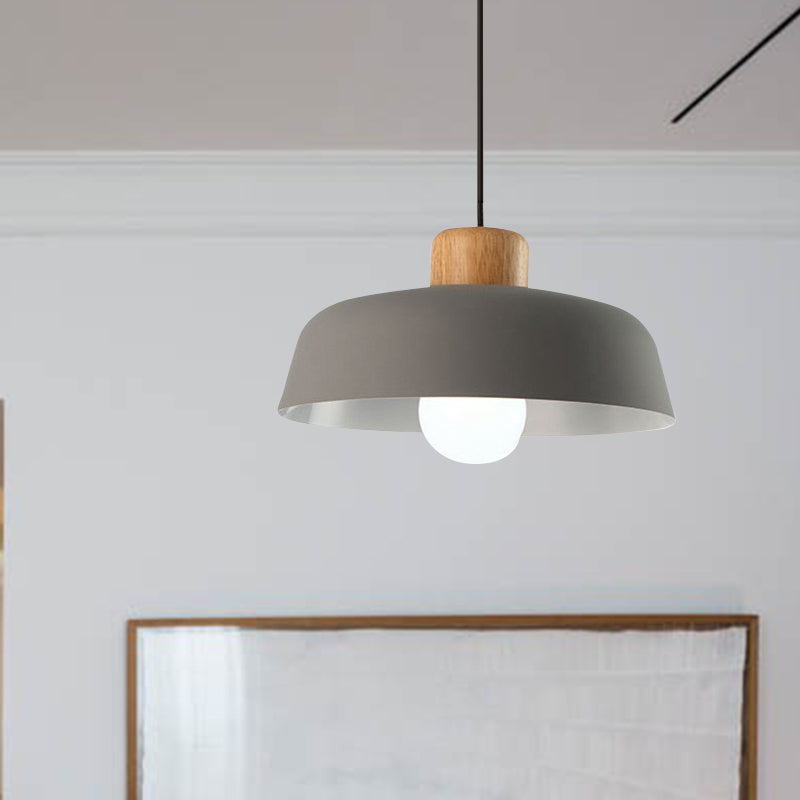 Macaron Style Hanging Pendant Light - 12"/15" Wide Bowl Shade - Metallic Finish - 1 Bulb - Green/Pink - Kitchen Ceiling Lamp