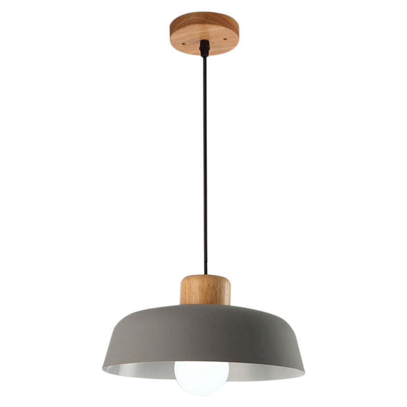 Macaron Style Hanging Pendant Light - 12"/15" Wide Bowl Shade - Metallic Finish - 1 Bulb - Green/Pink - Kitchen Ceiling Lamp
