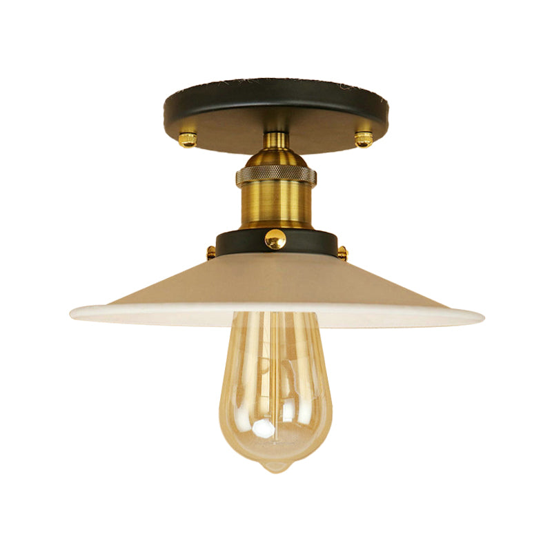 Sleek Saucer Ceiling Light in Black/White for Kitchen - Loft Semi Flush Mount Lighting with 1 Bulb