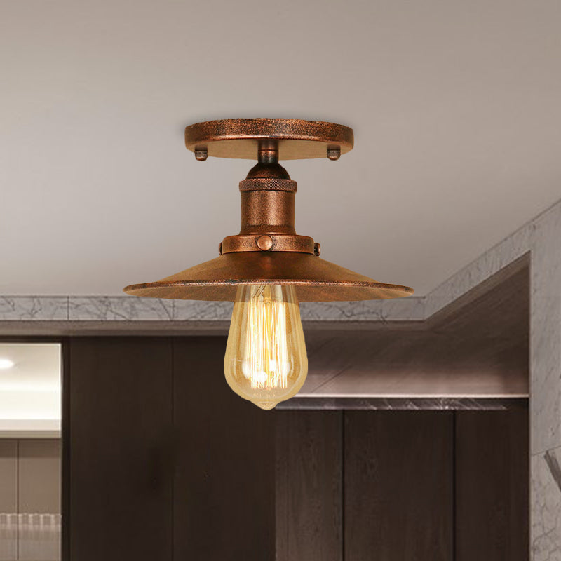 Sleek Saucer Ceiling Light in Black/White for Kitchen - Loft Semi Flush Mount Lighting with 1 Bulb