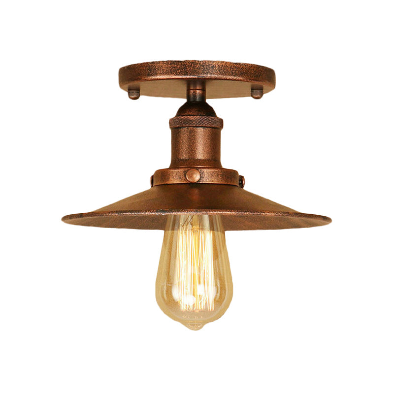 Sleek Saucer Ceiling Light in Black/White for Kitchen - Loft Semi Flush Mount Lighting with 1 Bulb