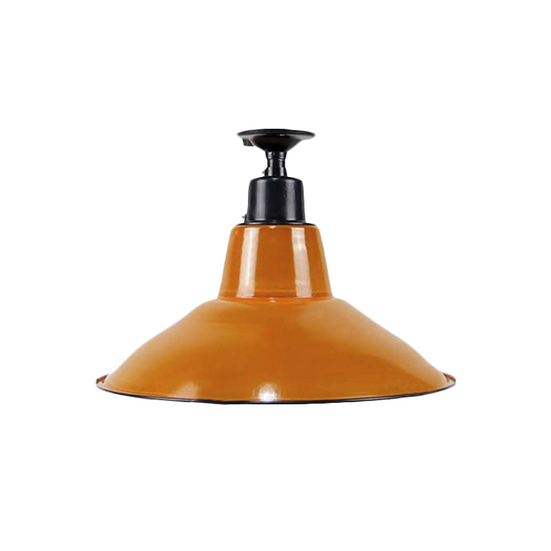 Vintage Cone Semi Flush Mount Ceiling Light in Orange - Perfect for Balcony
