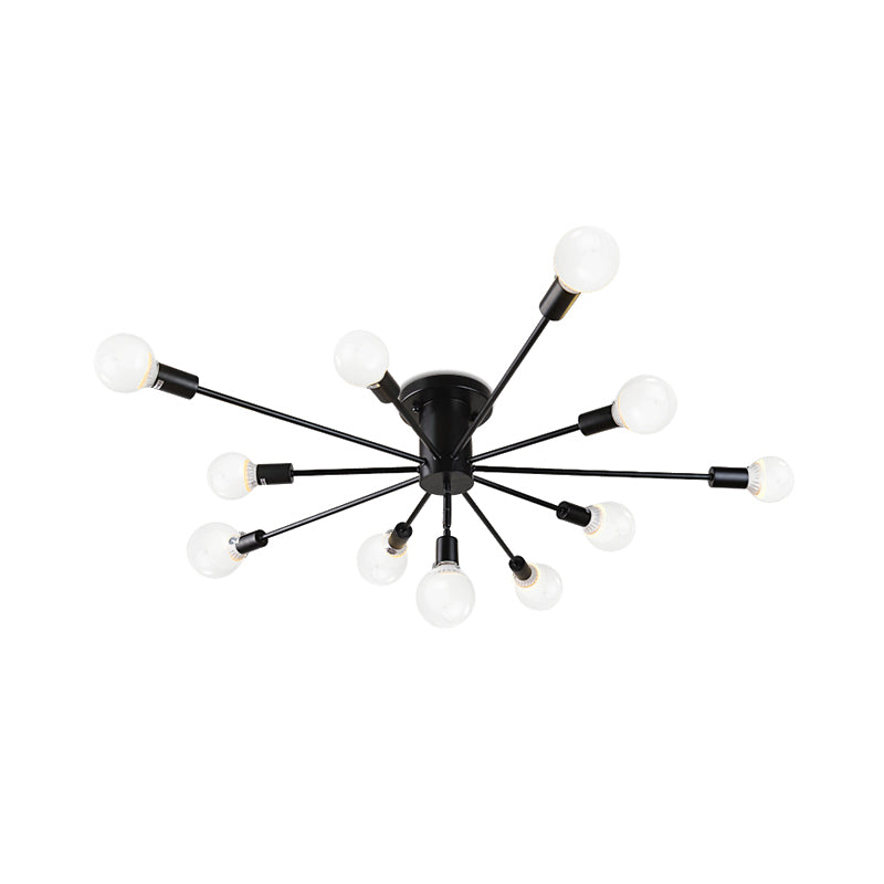 Semi Flush Mount Vintage Ceiling Light Fixture, 6/8 Heads, Black/White Metallic, for Kitchen