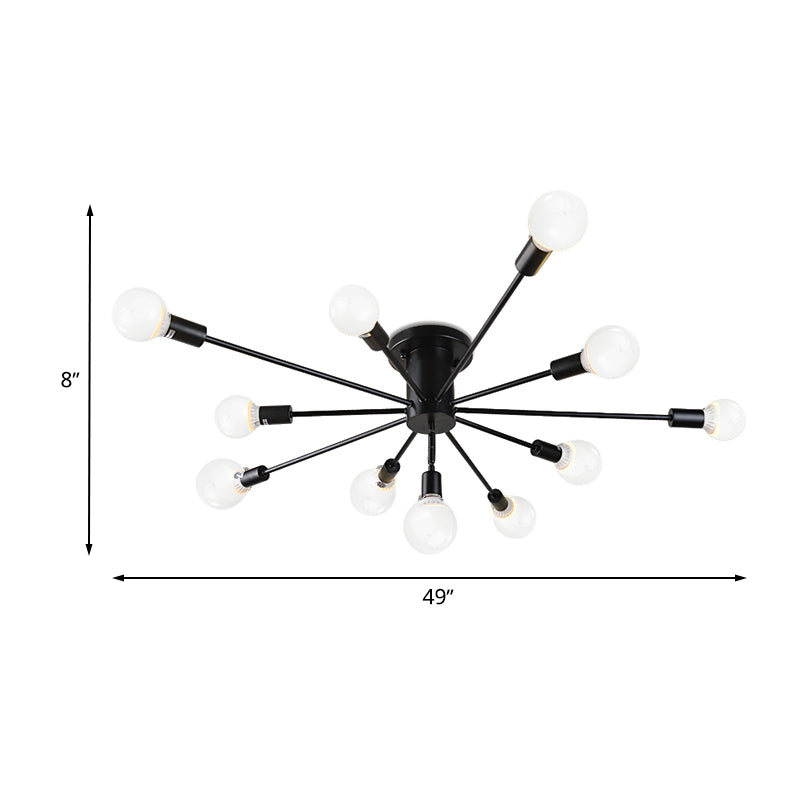 Semi Flush Mount Vintage Ceiling Light Fixture, 6/8 Heads, Black/White Metallic, for Kitchen